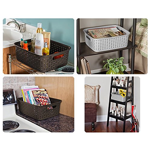Sterilite Short Plastic Weave Storage Basket, Bin Organization For Countertops, Classroom, Tabletops And Shelves For Crafts, Jew